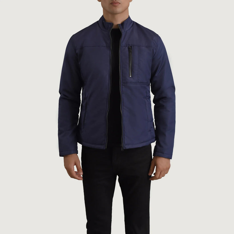 Elliot Azul Lightweight Jaqueta de Couro para Homem