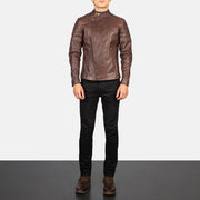 Faisor Mocha Blusão Biker de Couro para Homem – alternate product view 3