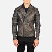 Faisor Mocha Blusão Biker de Couro para Homem – alternate product view 1