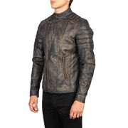 Faisor Mocha Blusão Biker de Couro para Homem – alternate product view 2