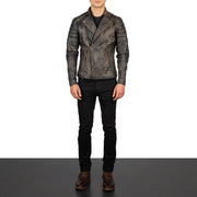 Faisor Mocha Blusão Biker de Couro para Homem – alternate product view 3