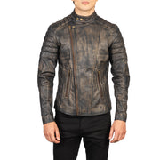 Faisor Mocha Blusão Biker de Couro para Homem – alternate product view 4