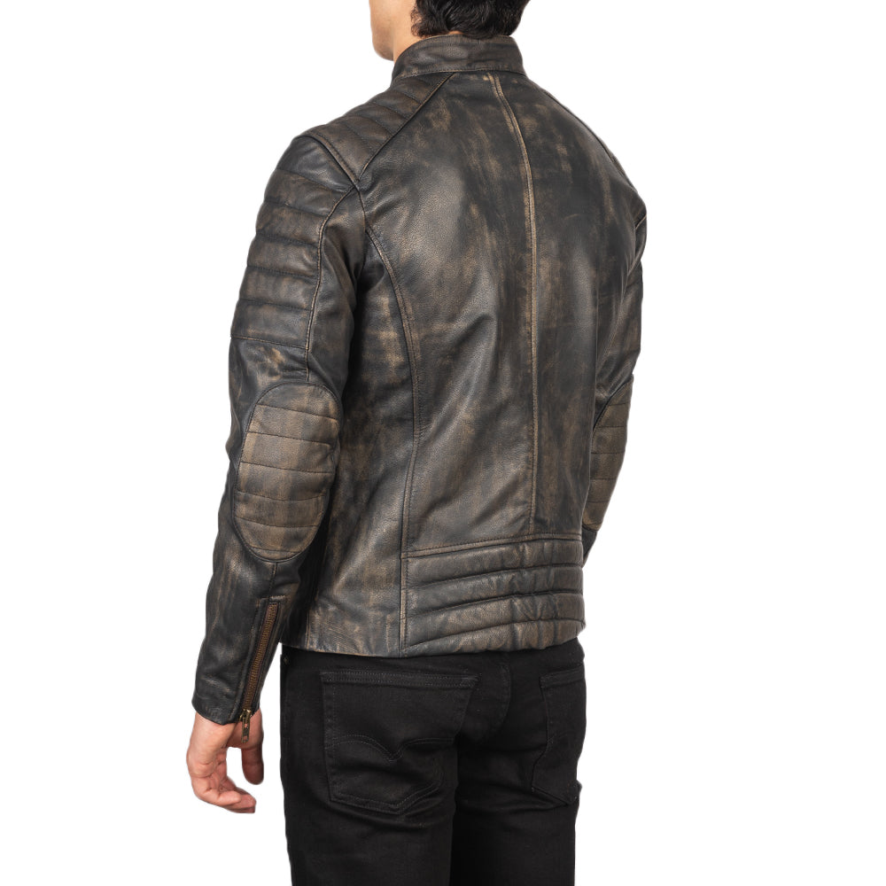 Faisor Mocha Blusão Biker de Couro para Homem – alternate product view 5