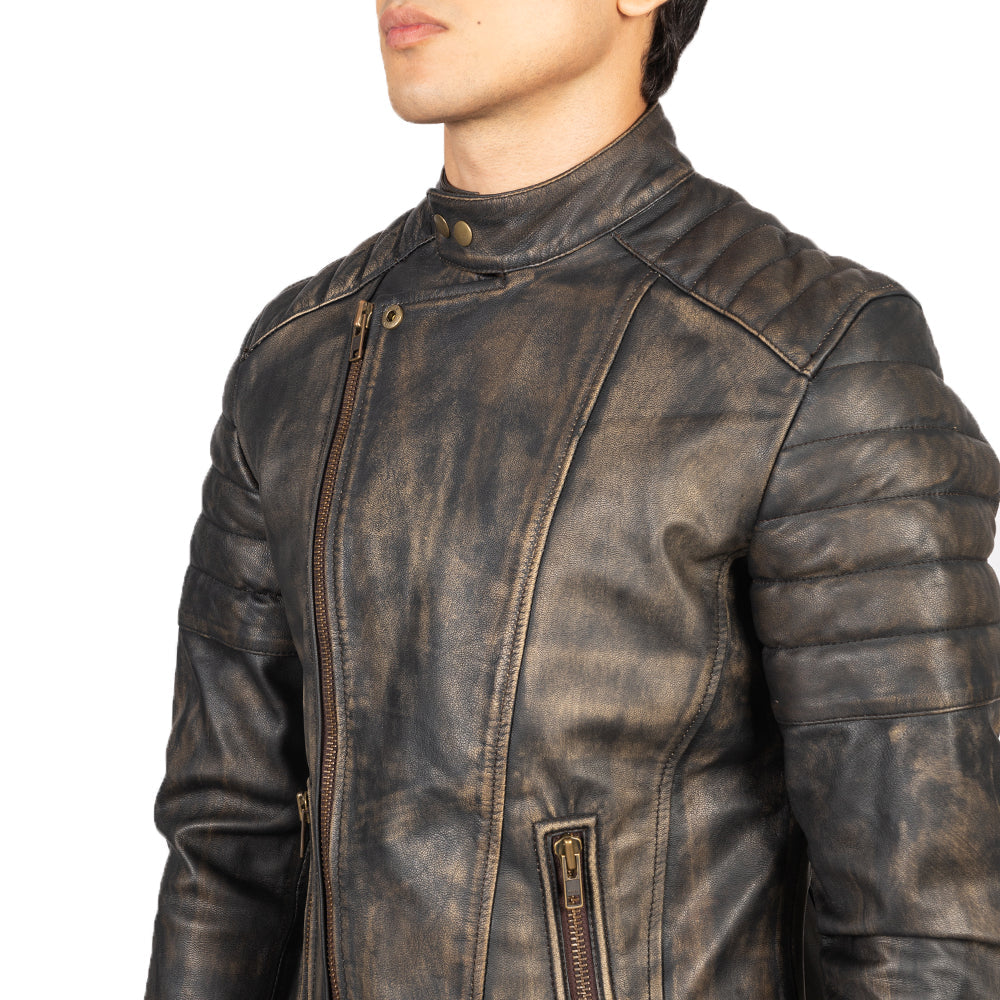 Faisor Mocha Blusão Biker de Couro para Homem – alternate product view 6