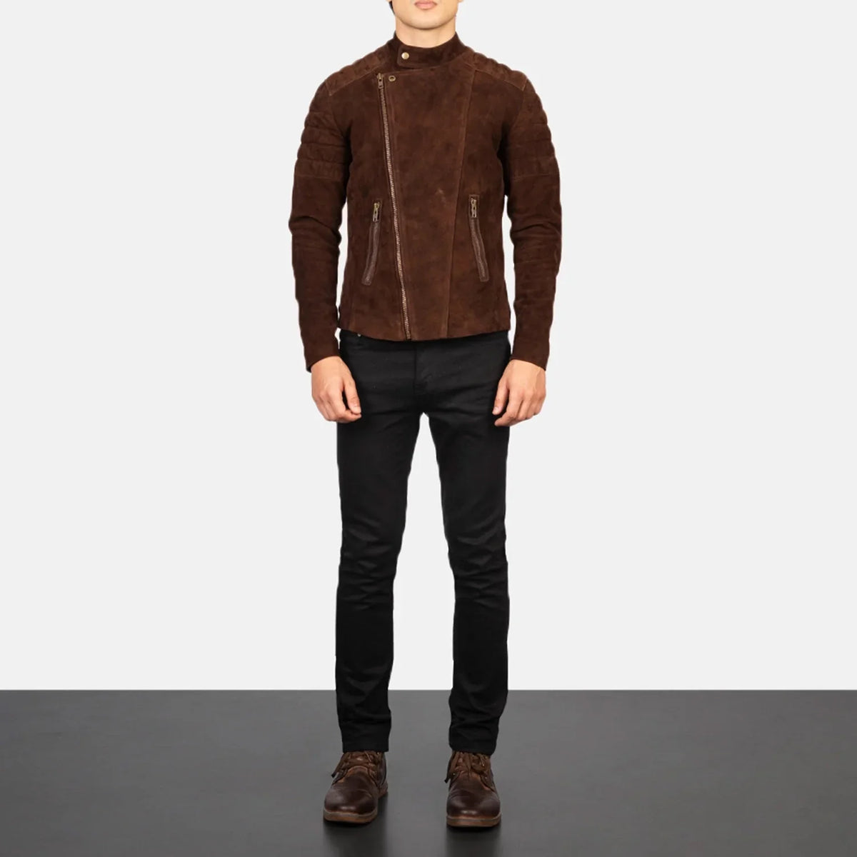 Faisor Mocha Blusão Biker de Couro para Homem – alternate product view 3