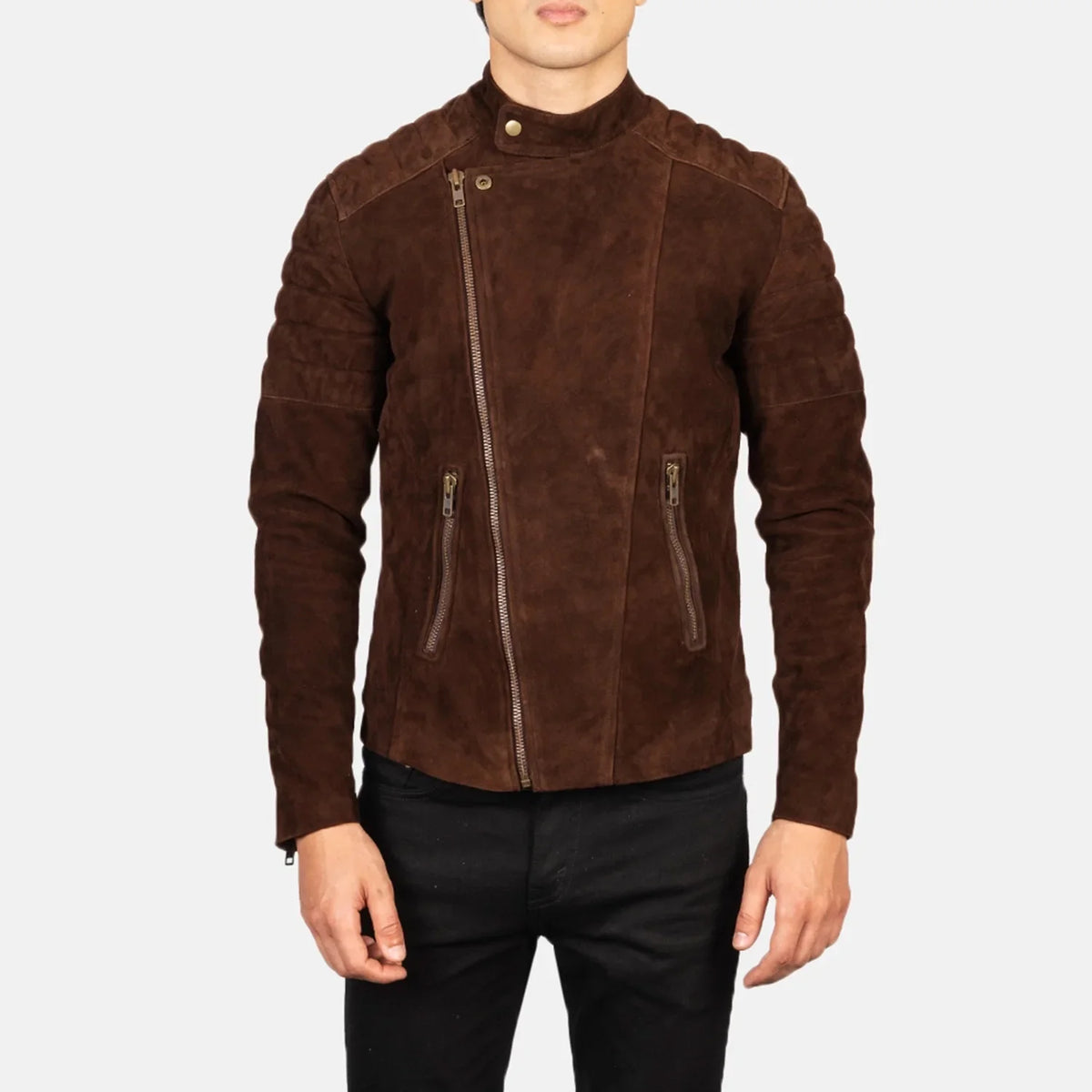 Faisor Mocha Blusão Biker de Couro para Homem – alternate product view 4