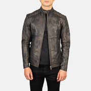 Fernando Acolchoado Blusão Biker de Couro para Homem – alternate product view 1