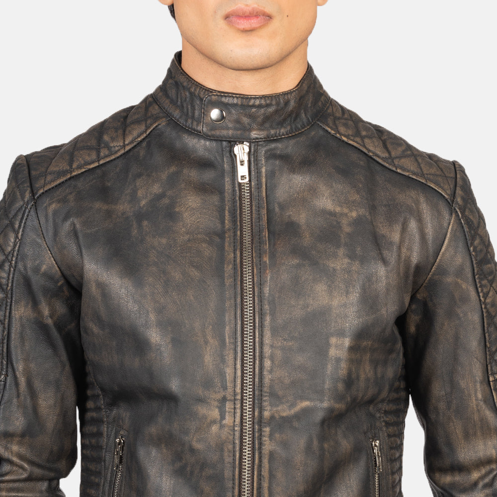 Fernando Acolchoado Blusão Biker de Couro para Homem – alternate product view 6