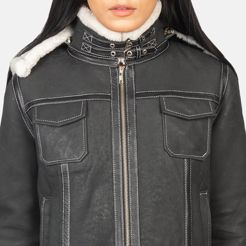 Fiona Hooded Casaco com Carneira para Mulher – alternate product view 6
