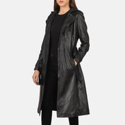 
Fixon Hooded Preto Trench Casaco em Couro em Couro para Mulher in Black Sheepskin Leather - Vista frontal e silhueta ajustada | Comprar online