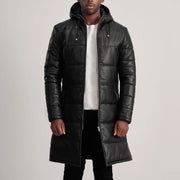 
Floyd Tan Hooded Leather Puffer Coat in Tan Brown Sheepskin Leather - Vista frontal e silhueta ajustada | Comprar online