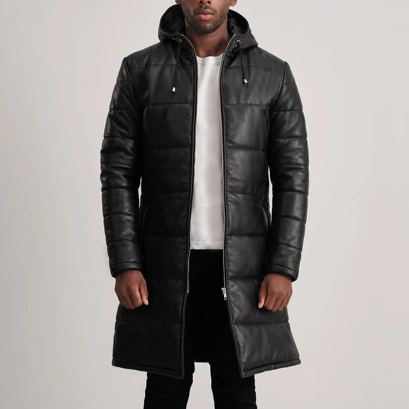Floyd Casaco em Couro Caramelo Puffer Jaqueta de Couro para Homem