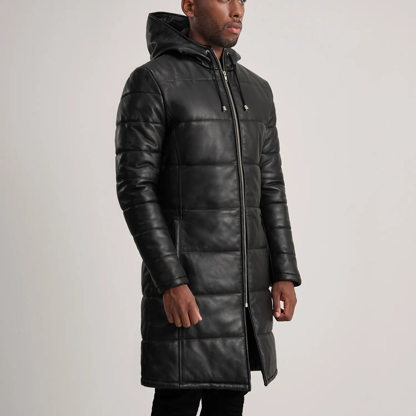 Floyd Casaco em Couro Caramelo Puffer Jaqueta de Couro para Homem