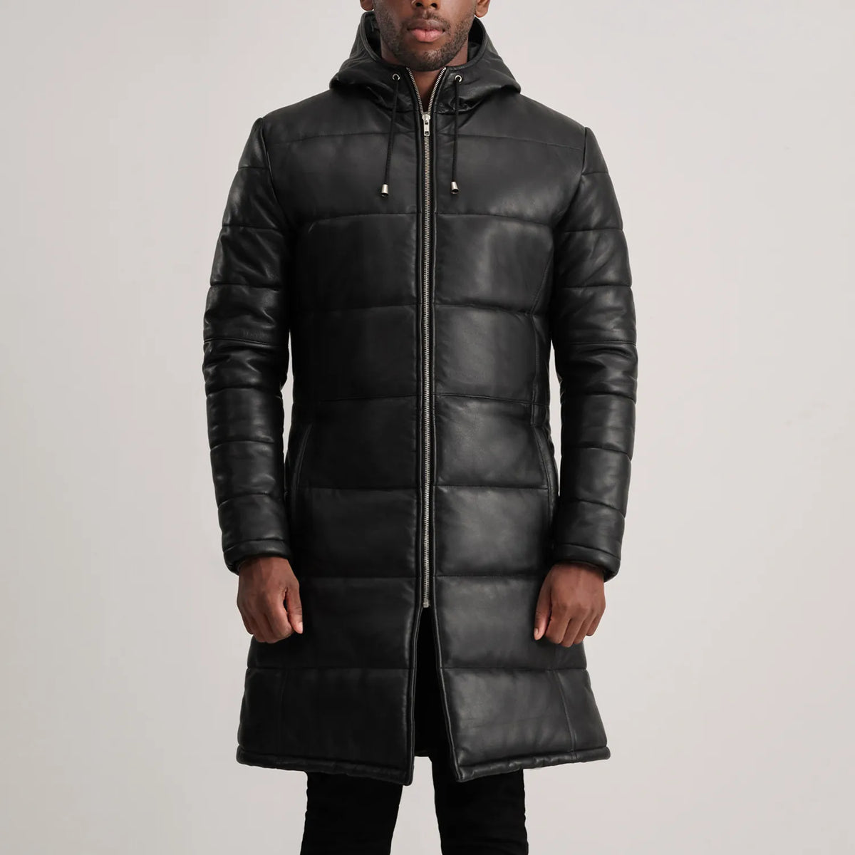 
Vista detalhada of Hooded & Zipper Hardware on Floyd Tan Hooded Leather Puffer Coat