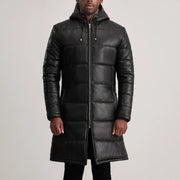 
Vista detalhada of Hooded & Zipper Hardware on Floyd Tan Hooded Leather Puffer Coat