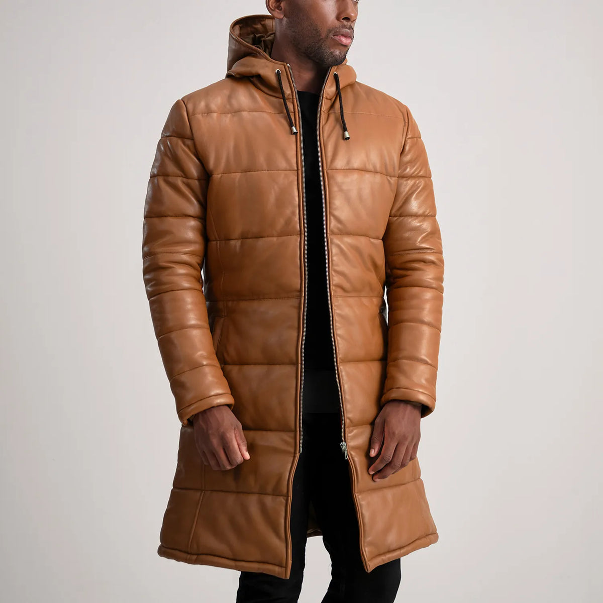 
Floyd Casaco em Couro Caramelo Puffer Jaqueta de Couro para Homem – alternate product view 1