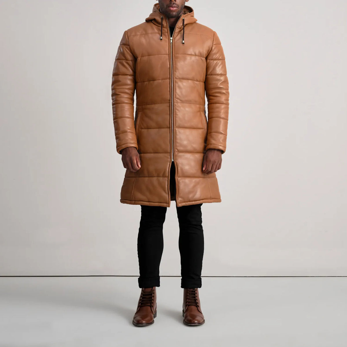 
Floyd Casaco em Couro Caramelo Puffer Jaqueta de Couro para Homem – alternate product view 3