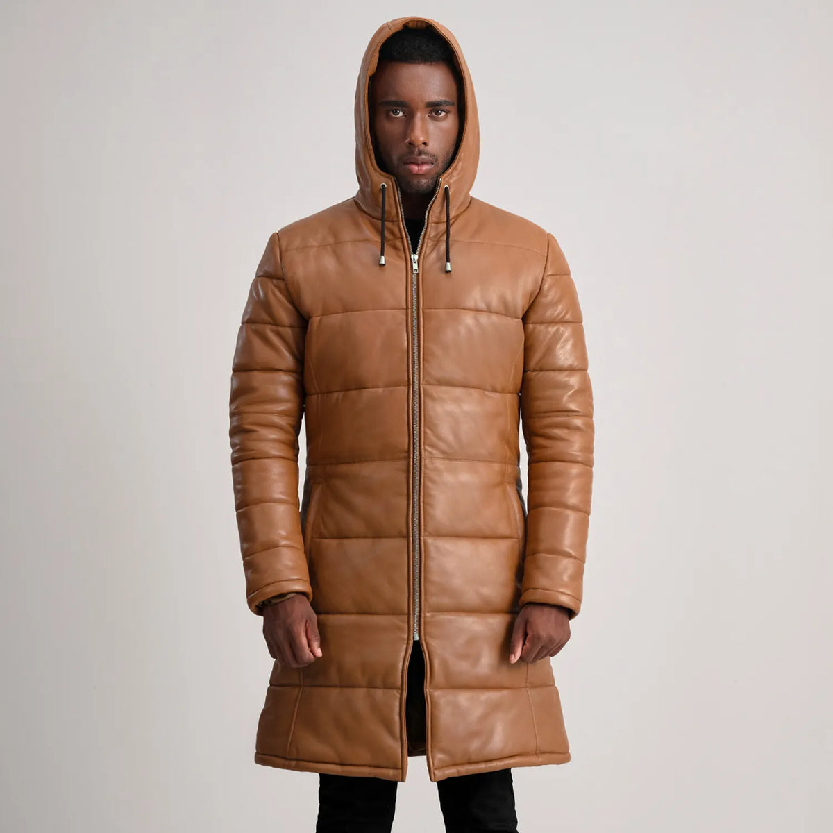 
Floyd Casaco em Couro Caramelo Puffer Jaqueta de Couro para Homem – alternate product view 4