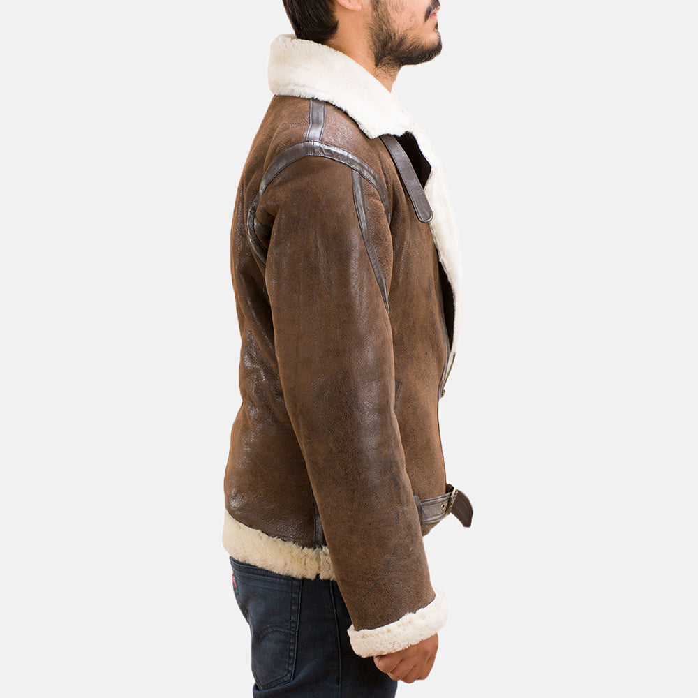 Men's Forest Double Face Casaco com Carneira para Homem - Lateral Side Profile View Showing Sleeve Cut &amp; Athletic Taper Fit