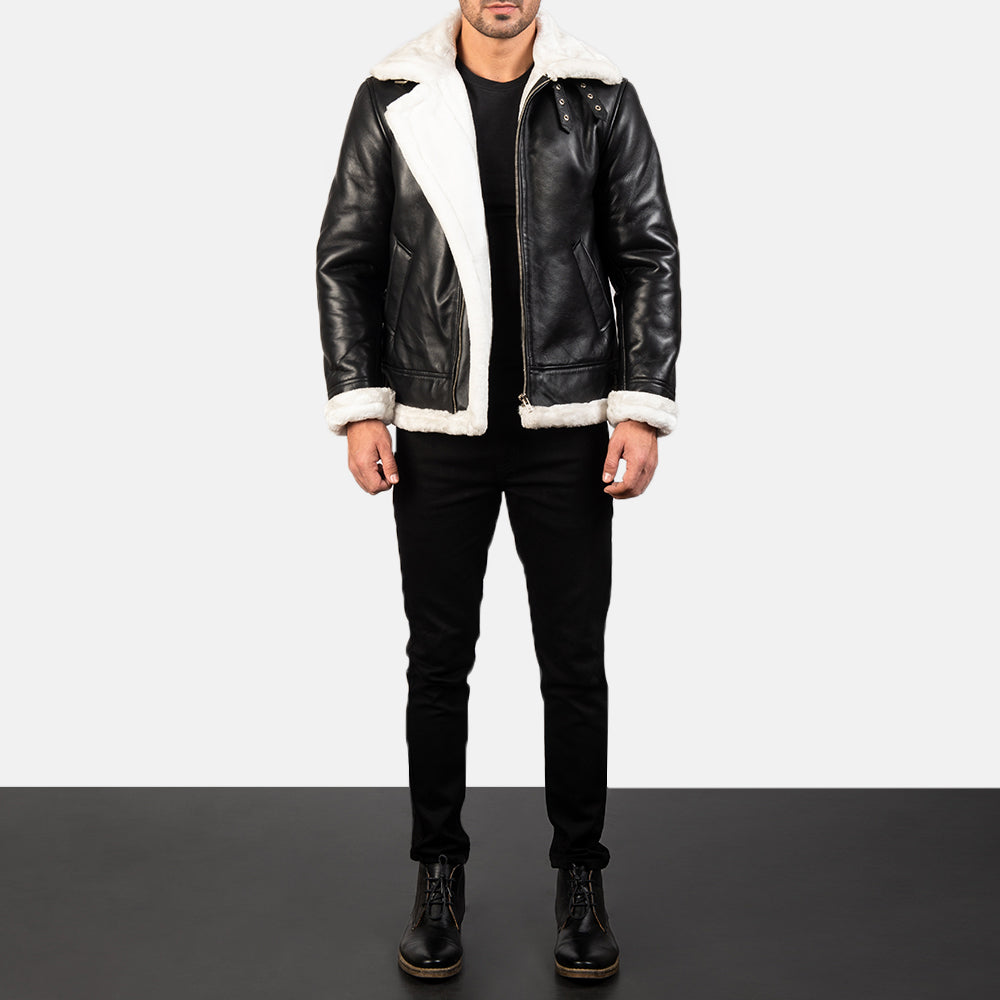 Francis B-3 Preto Blusão Bomber de Couro para Homem – alternate product view 3