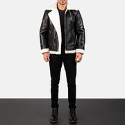 Francis B-3 Preto Blusão Bomber de Couro para Homem – alternate product view 3