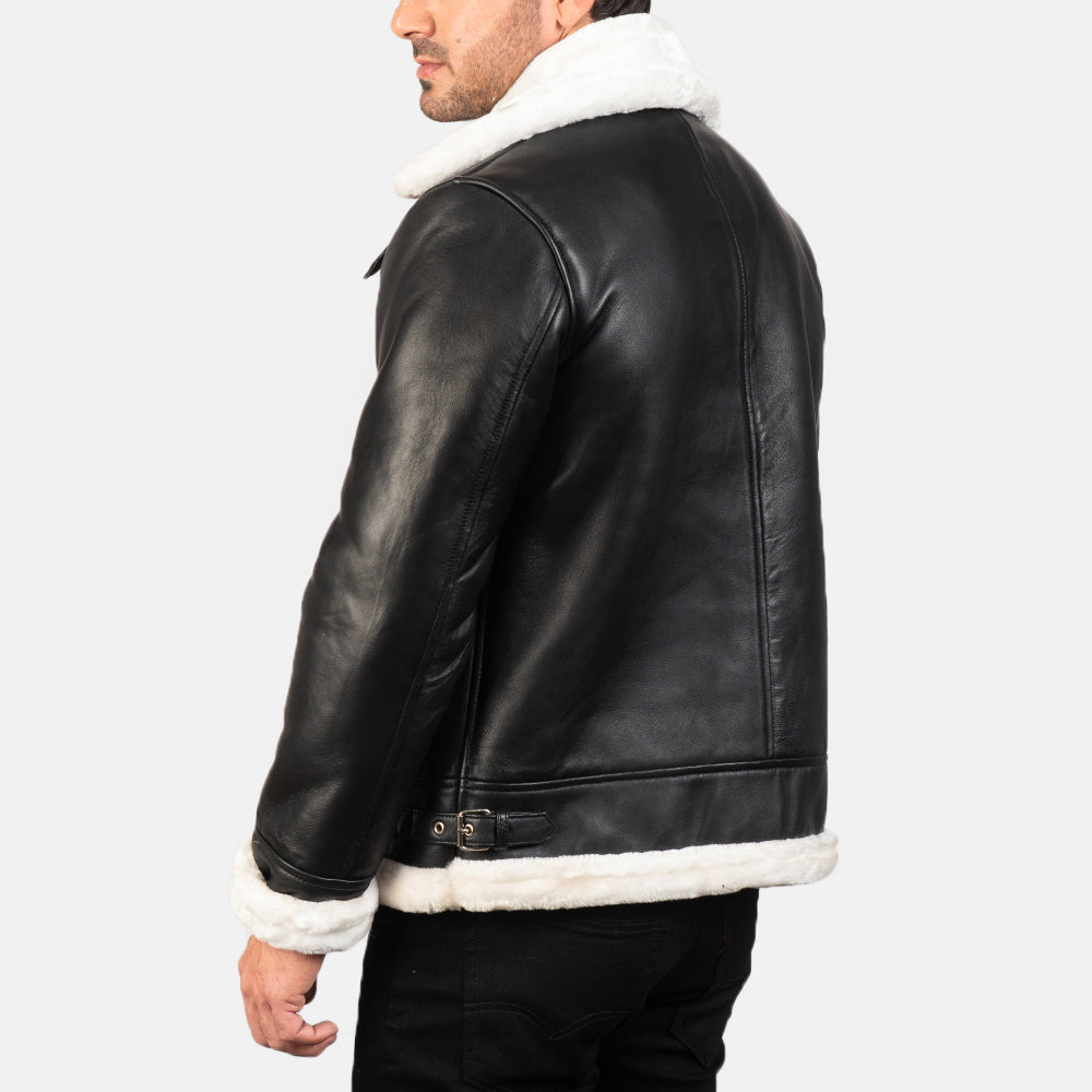 Francis B-3 Preto Blusão Bomber de Couro para Homem – alternate product view 5