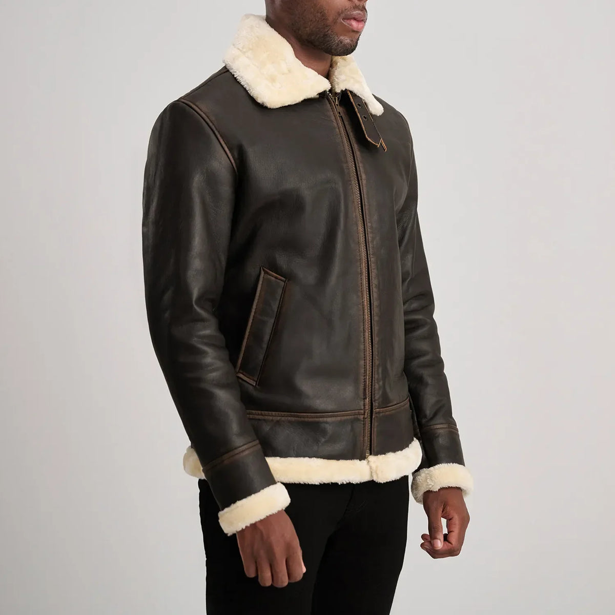 Francis B-3 Preto Blusão Bomber de Couro para Homem – alternate product view 2