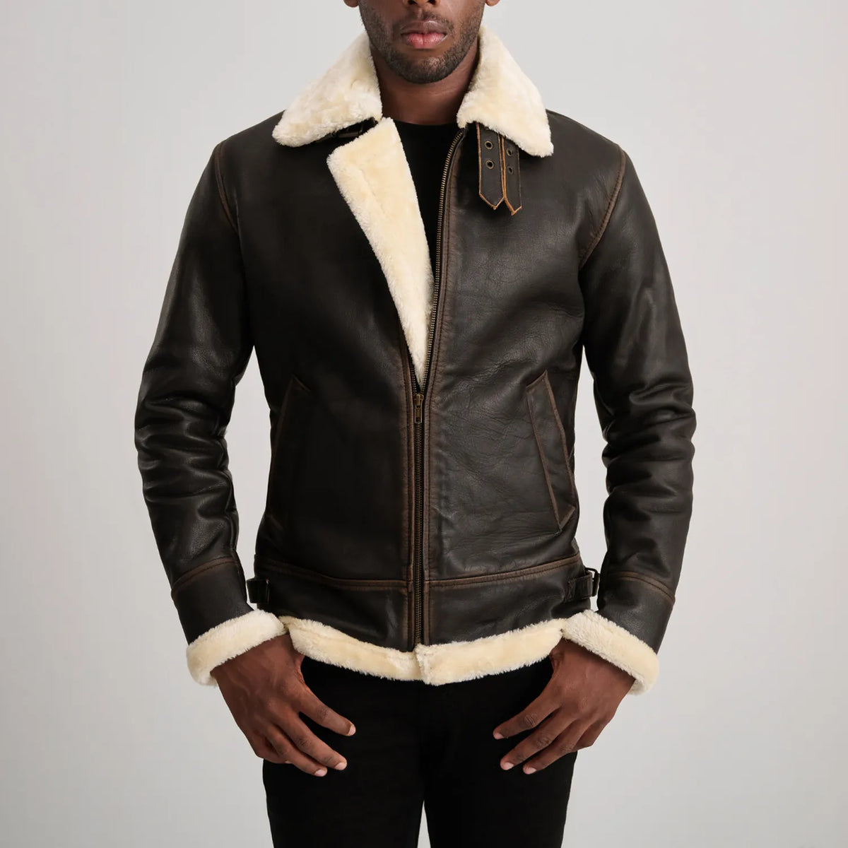 Francis B-3 Preto Blusão Bomber de Couro para Homem – alternate product view 4