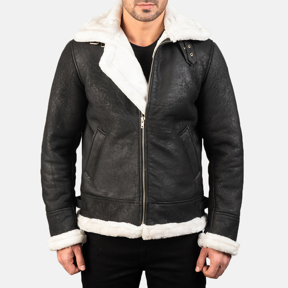 Francis B-3 Preto Blusão Bomber de Couro para Homem – alternate product view 1