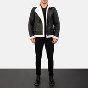 Francis B-3 Preto Blusão Bomber de Couro para Homem – alternate product view 3