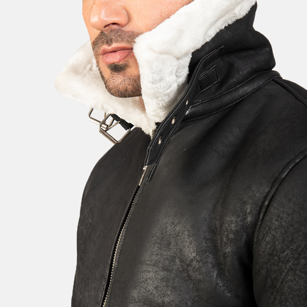 Francis B-3 Preto Blusão Bomber de Couro para Homem – alternate product view 6