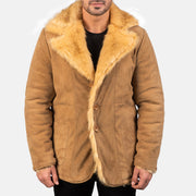 
Furlong Beige Leather Coat in Beige Goatskin Suede - Vista frontal e silhueta ajustada | Comprar online