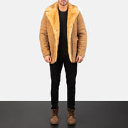 
Furlong Beige Leather Coat - Vista lateral mostrando o corte ergonómico de mangas
