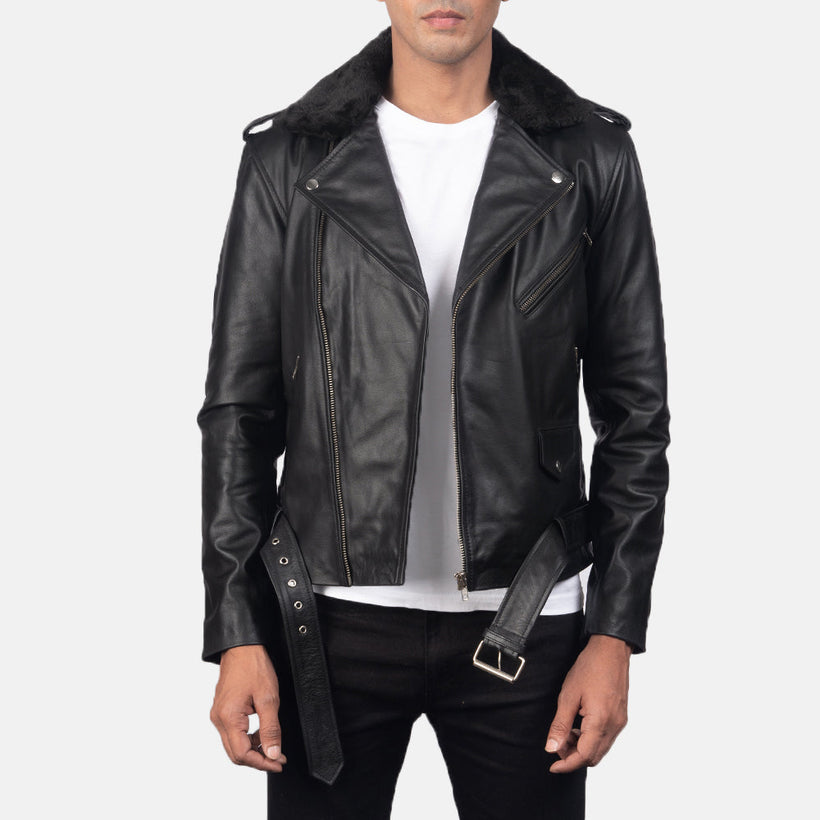 Furton Blusão Biker de Couro para Homem