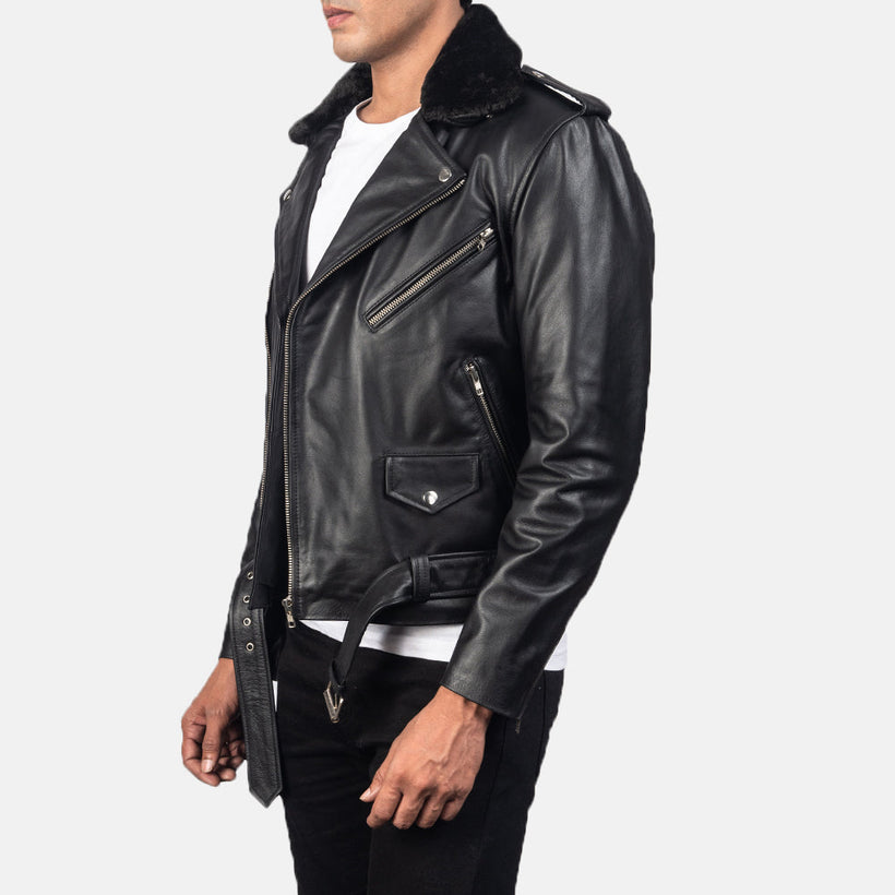 Furton Blusão Biker de Couro para Homem