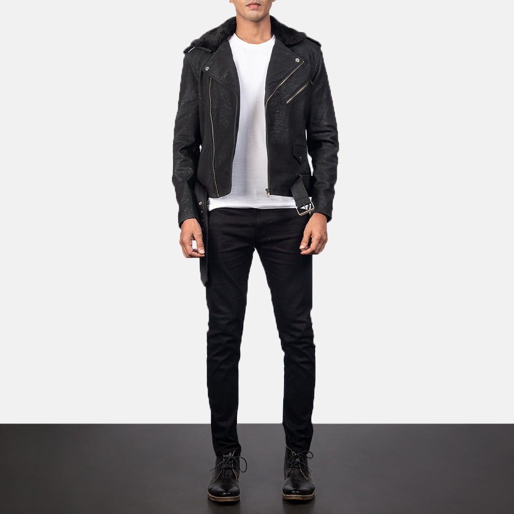 Furton Blusão Biker de Couro para Homem – alternate product view 3