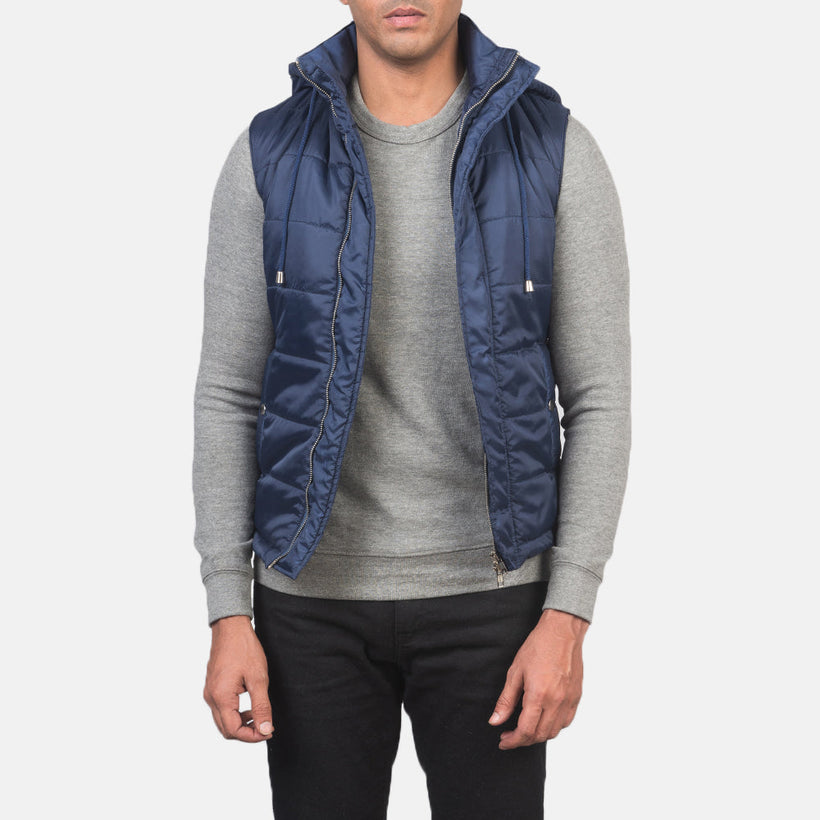 Fuston Azul Colete acolchoado com capuz para Homem