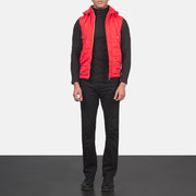 
Fuston Vermelho Colete acolchoado com capuz para Homem - Vista lateral mostrando o corte ergonómico de mangas