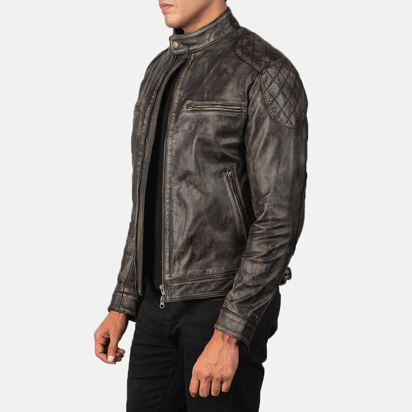 Gatsby Distressed Castanho Blusão de Couro para Homem