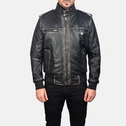 
Glen Street Preto Jaqueta Bomber de Couro para Homem in Black Cowhide Leather - Vista frontal e silhueta ajustada | Comprar online