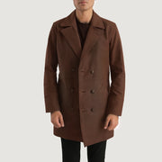 Men's Half Life Castanho Casaco de Couro para Homem - Lateral Side Profile View Showing Sleeve Cut &amp; Athletic Taper Fit