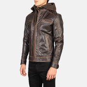 
Vintage Brown Goatskin Leather Biker Jacket - Vista traseira com ombros definidos e bainha impecável