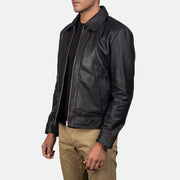 
Distressed Brown Sheep Skin Burnishing Biker Jacket - Vista traseira com ombros definidos e bainha impecável