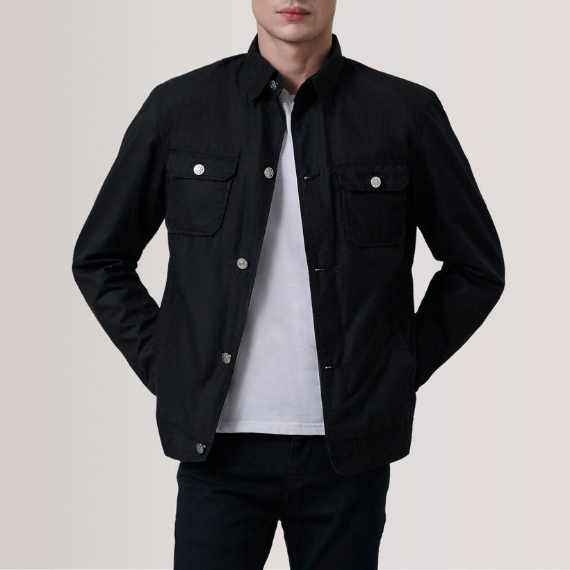 Irwin Preto Waxed Canvas Field Blusão de Couro para Homem