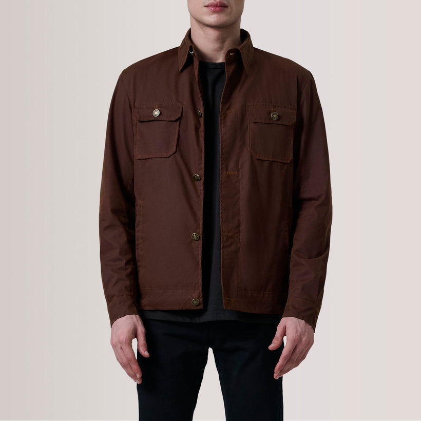 Irwin Castanho Waxed Canvas Field Blusão de Couro para Homem