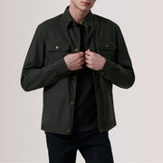 Irwin Olive Waxed Canvas Field Blusão de Couro para Homem For Men in Olive Waxed Cotton Canvas - Front Profile View &amp; Tailored Silhouette | Buy Online