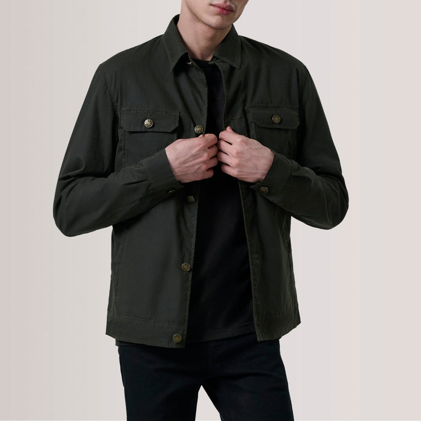 Irwin Olive Waxed Canvas Field Blusão de Couro para Homem