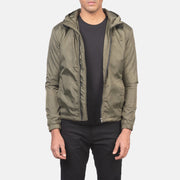 
Jimmy Verde Hooded Windbreaker Jaqueta de Couro para Homem in Green Nylon - Vista frontal e silhueta ajustada | Comprar online