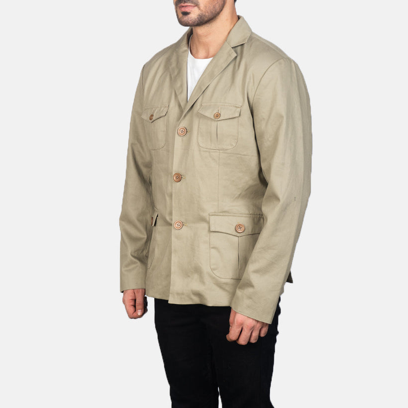 Kajetan Beige Safari Blusão de Couro para Homem