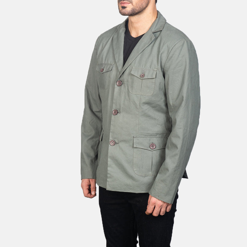 Kajetan Grey Safari Blusão de Couro para Homem